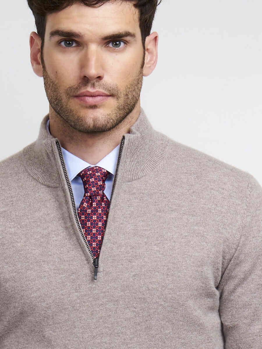 Men's cashmere half-zip sweater image number 2