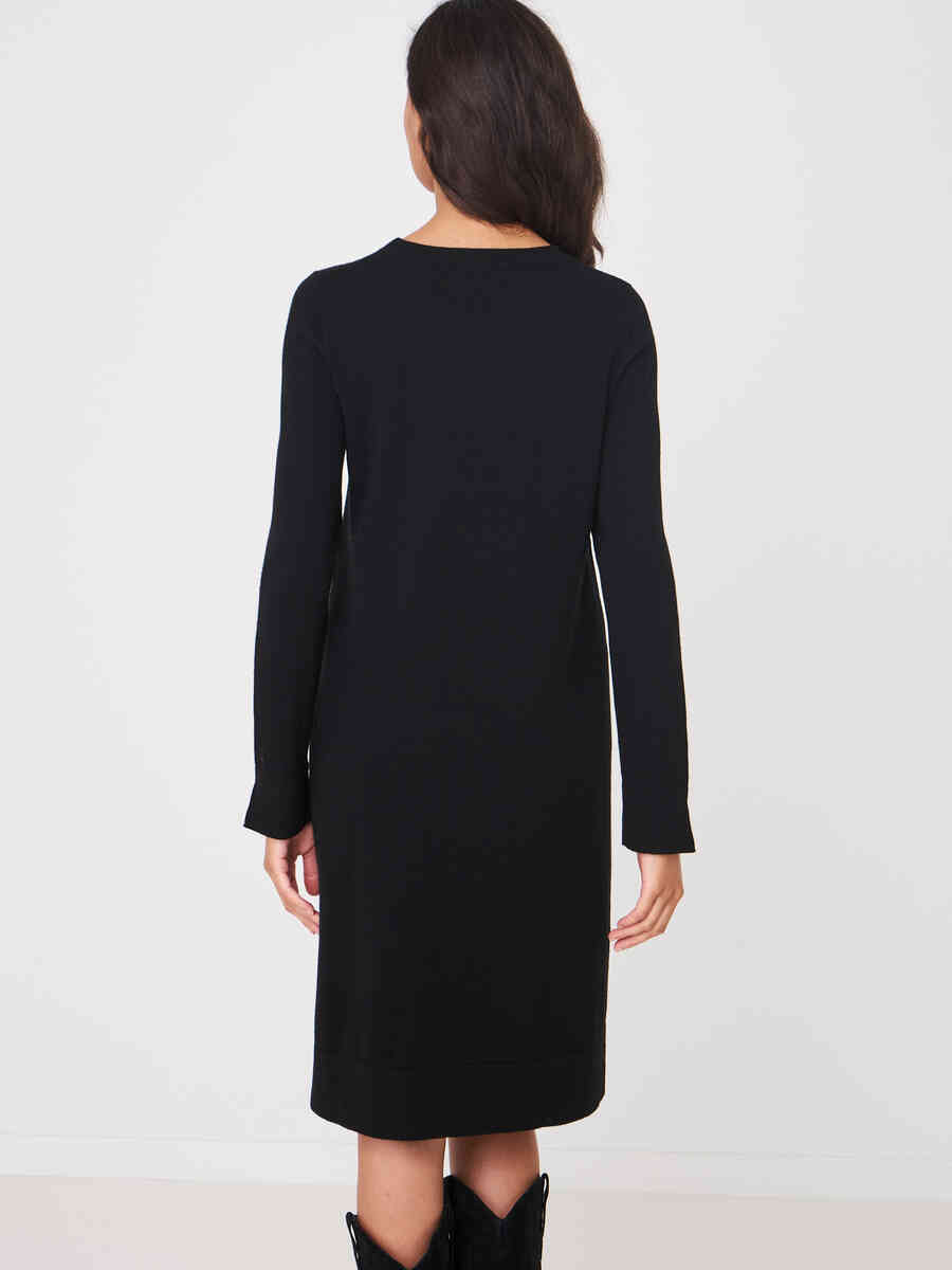 Knitted merino wool dress with slit sleeves image number 1