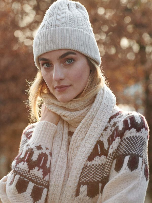 Écharpe torsadée femme — laine mérinos extra fine repeat