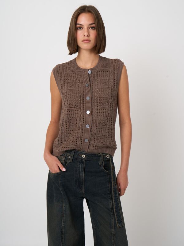 Pointelle-Strickweste aus 100% Baumwolle