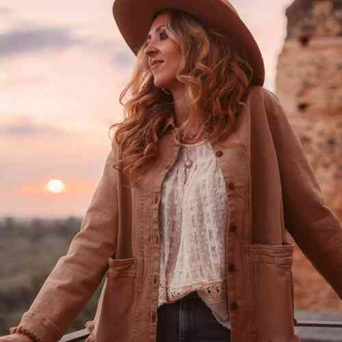 Cotton loose fit jacket with fringe