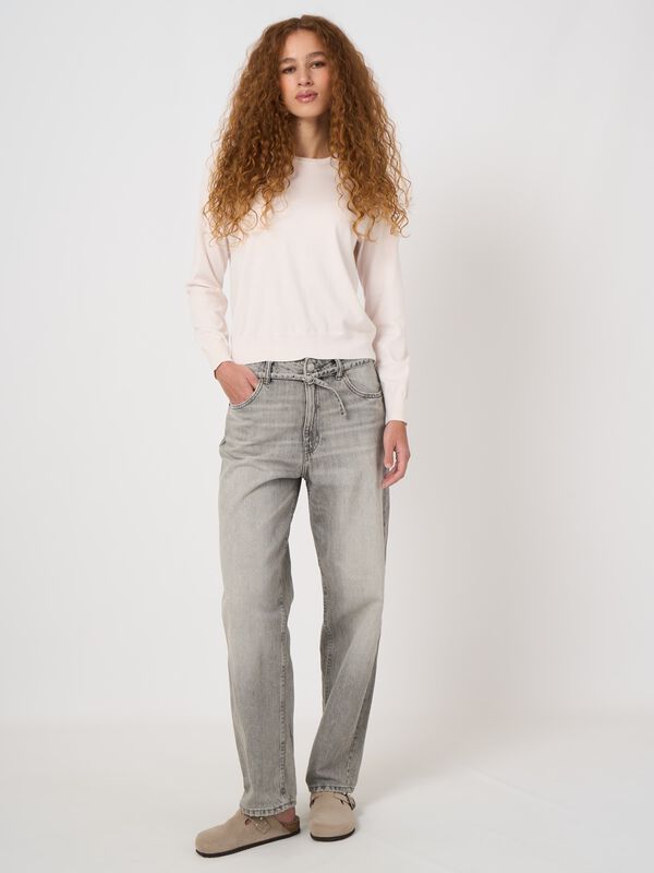 100% superfine cotton crew-neck sweater