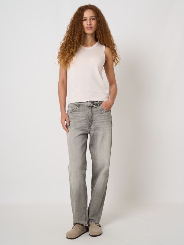 Cotton-blend knitted tank top