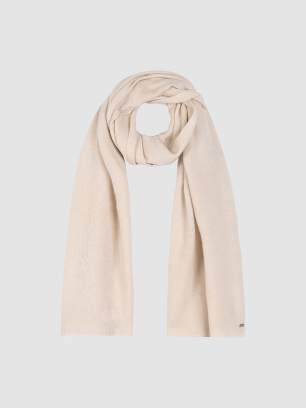 Fine-Knit Cashmere Scarf with Ribbed Edges