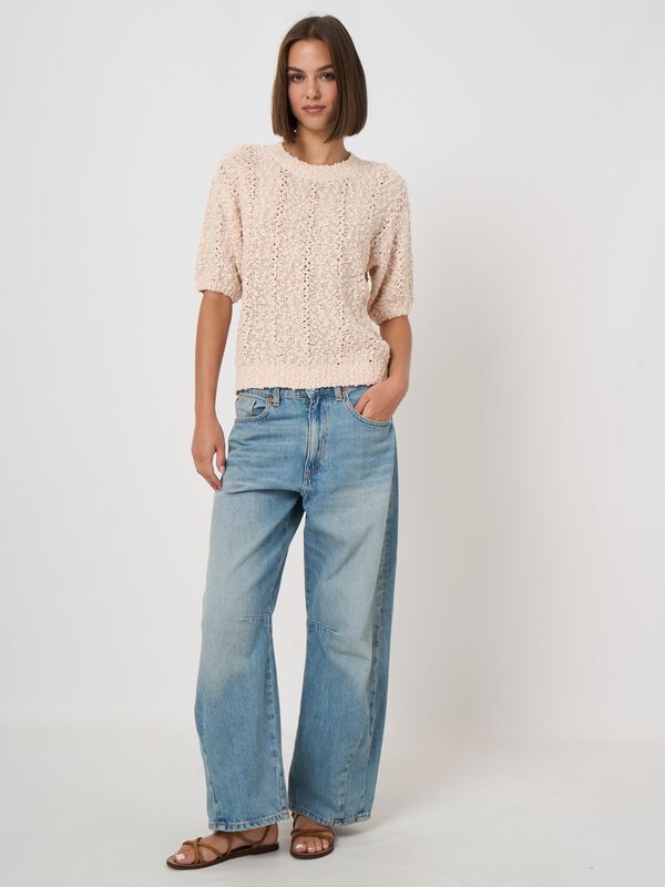 Textured italian cotton-blend sweater