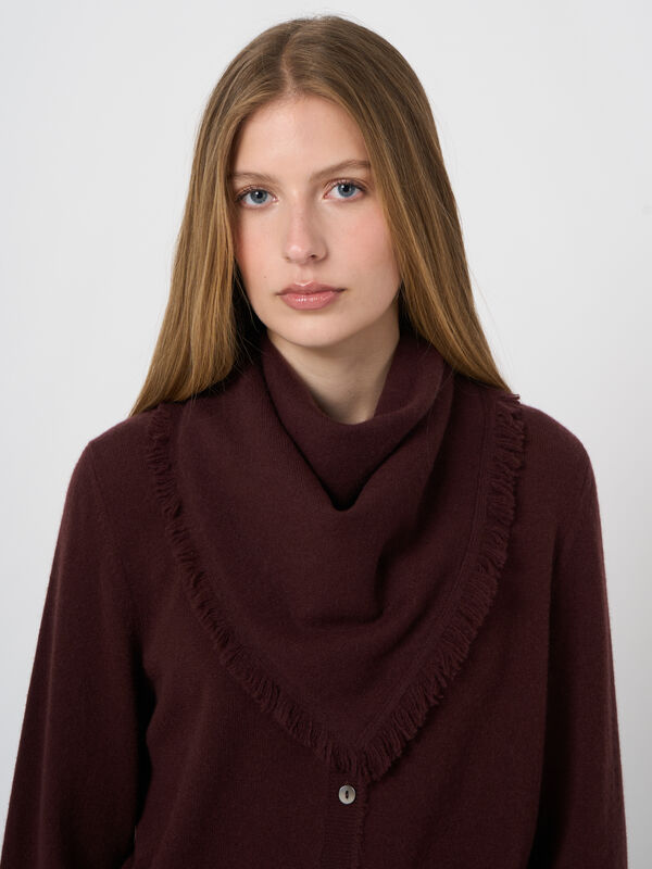 Fine-Knit Cashmere Square Scarf with Fringes