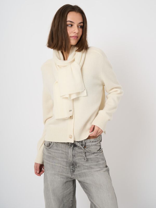 Organic cashmere fine-knit scarf