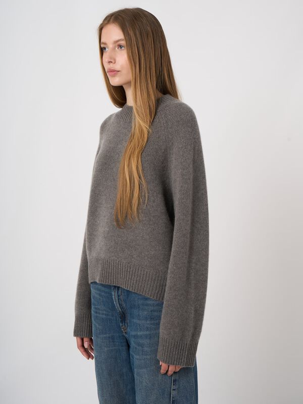Chunky Cashmere Sweater with Asymmetric Hem