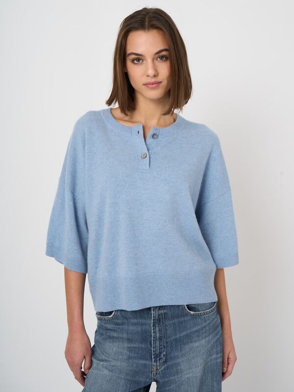 Classic cashmere button-neck sweater