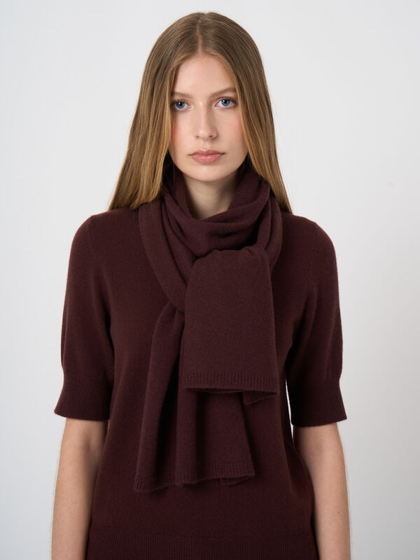 Fine-Knit Cashmere Scarf with Ribbed Edges