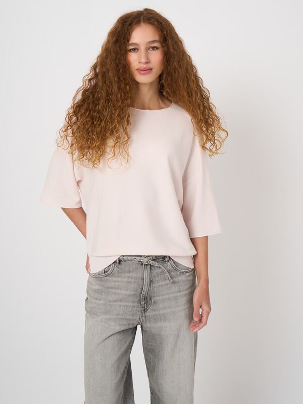 Cashmere-cotton boat neck sweater