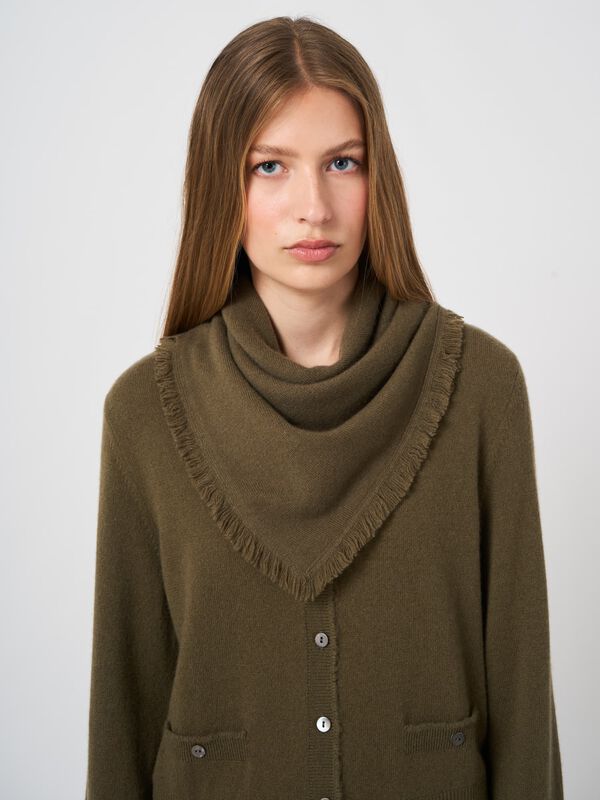 Fine-Knit Cashmere Square Scarf with Fringes