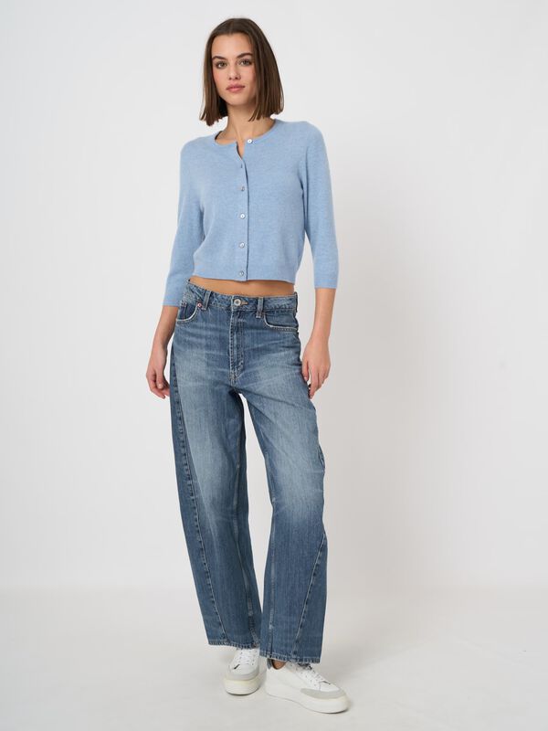 Organic cashmere cropped cardigan