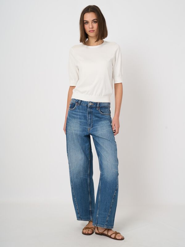 Superfine cotton short-sleeved sweater