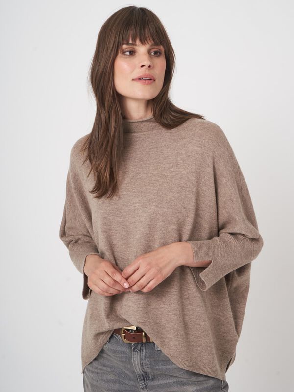 Poncho-Pullover aus Kaschmir-Mix mit weiter Passform