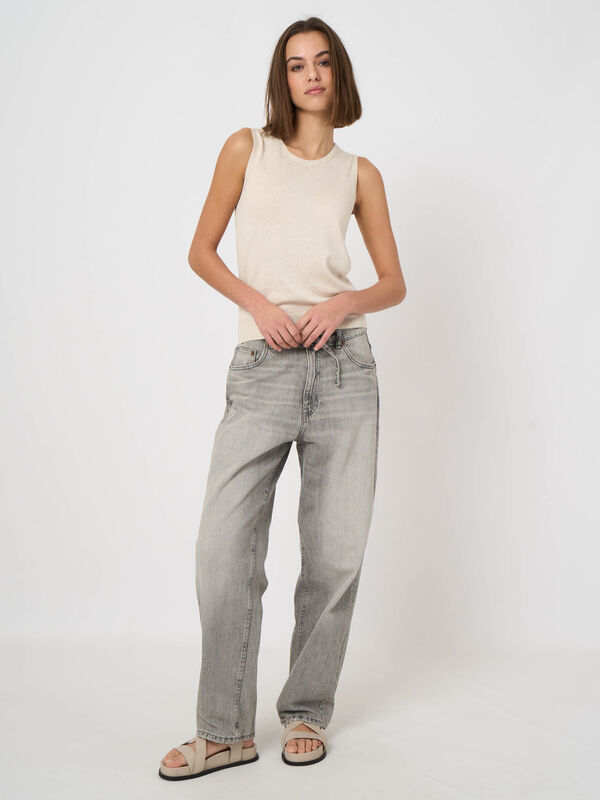 Cotton-blend knitted tank top