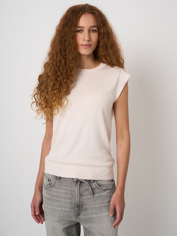 Cotton-viscose fine-knit vest