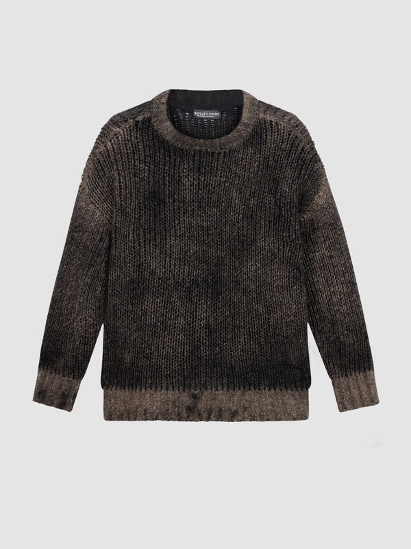 Ultra-Light Cashmere-Silk Sweater with Textured Print
